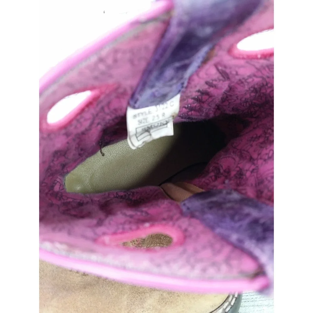 Girls Smoky Mountain Tracie Western Boot Square Toe Sz 2.5 R Pink Purple Cowgirl